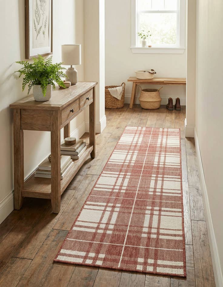 Detail image of 2' x 8' Easy-Clean Checkered Indoor / Outdoor Runner Rug