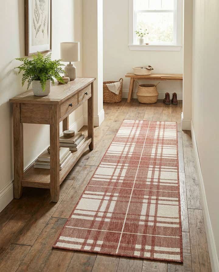 2' x 8' Easy-Clean Checkered Indoor / Outdoor Runner Rug