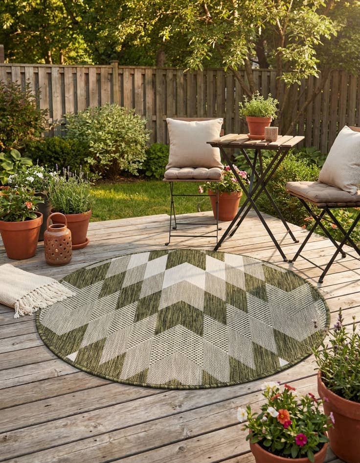 Detail image of 3' x 3'  Washable Modern Indoor / Outdoor Round Rug