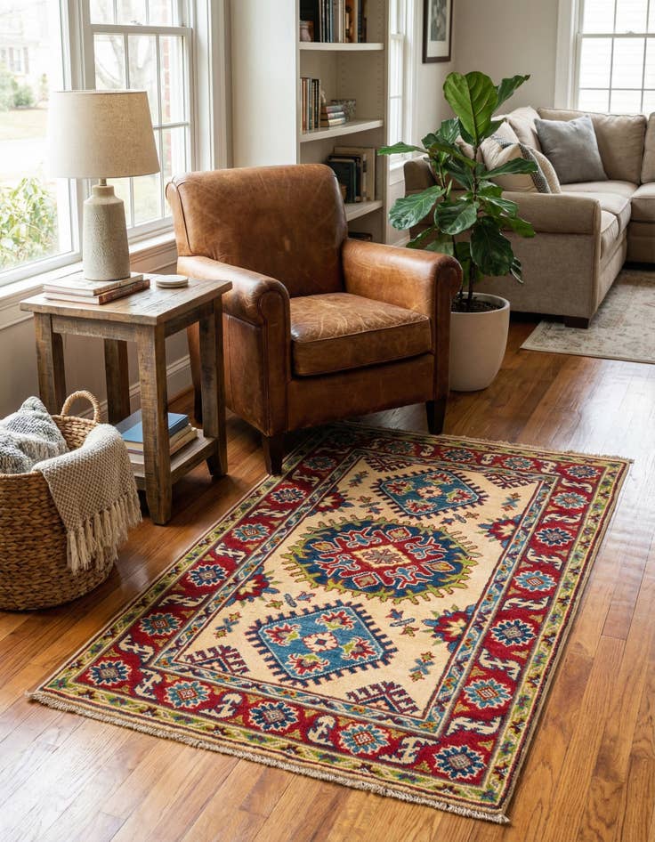 Detail image of 2' 7 x 4' 3  Hand Knotted Kazak Rug