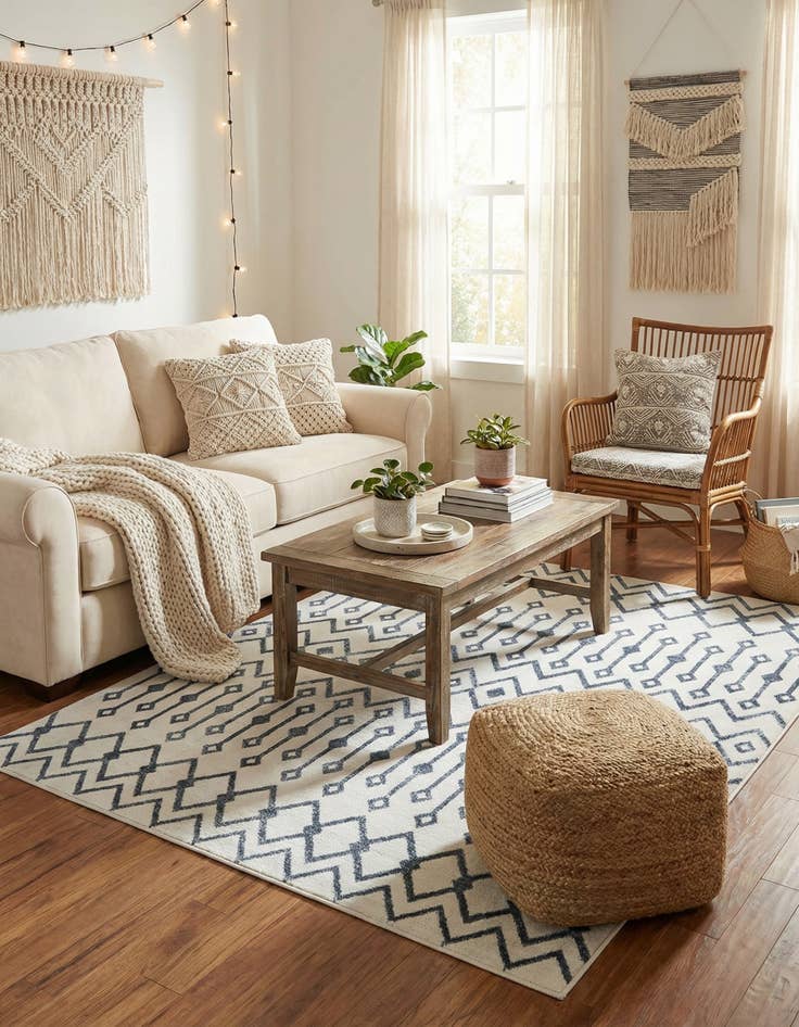 Detail image of  6' x 6' Bohemian Trellis Square Rug