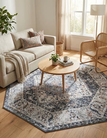 Linen Charcoal Yara Octagon Rug