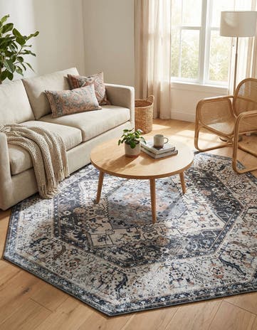 Linen Charcoal Yara Octagon Rug