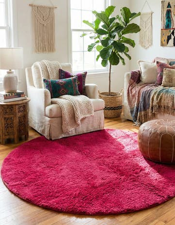 4' 8 x 5' Hand Knotted Moroccan Wool Round Rug