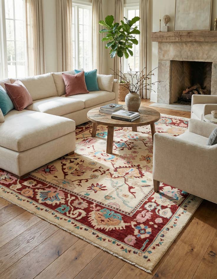 Detail image of 9' 5 x 12' 3  Hand Knotted Oushak Wool Rug