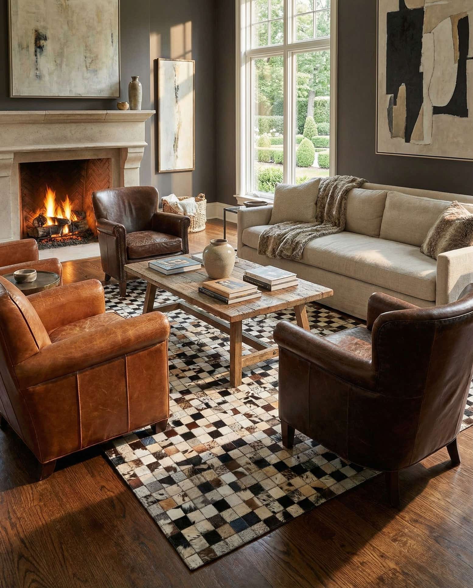 5' x 8' Cowhide Leather Rug