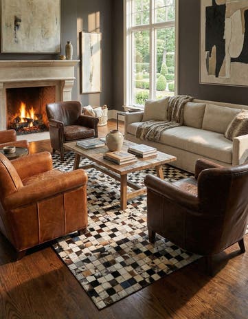 5' x 8' Cowhide Leather Rug