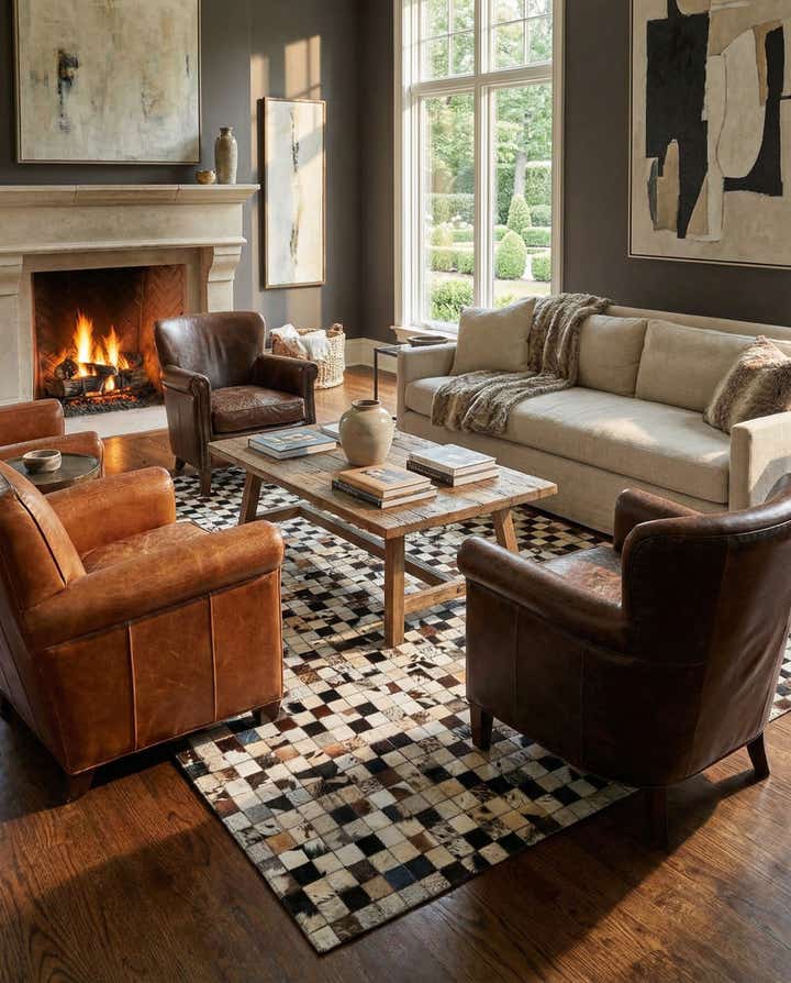 5' x 8' Cowhide Leather Rug