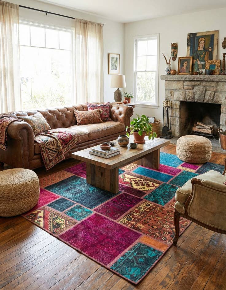 Detail image of 5' 8 x 8'  Hand Knotted Ultra Vintage Persian Wool Rug