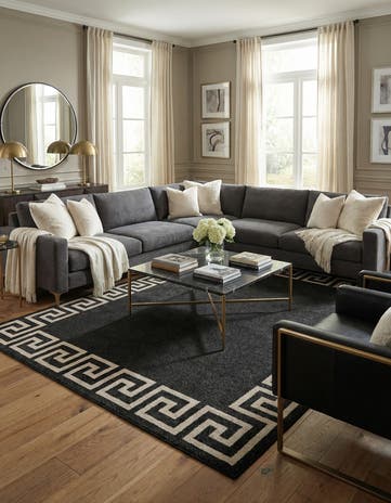 Charcoal Greek Key Rug