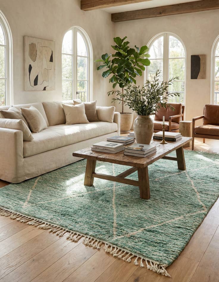 Detail image of 6' 9 x 9' 5  Hand Knotted Moroccan Wool Rug