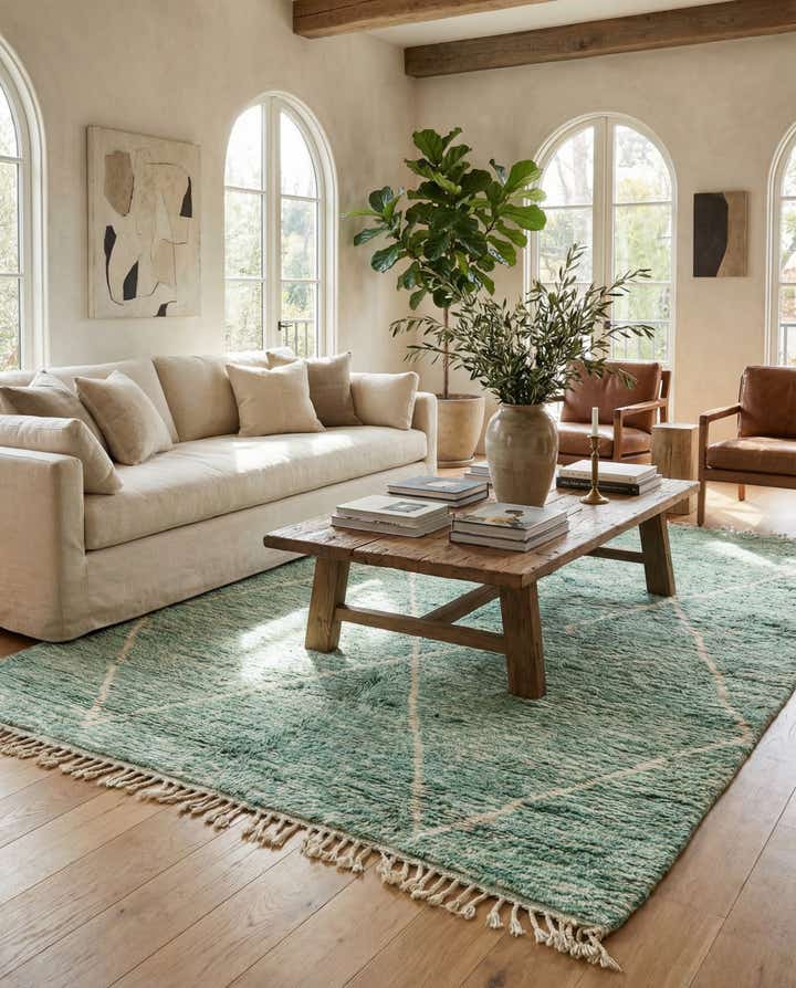 6' 9 x 9' 5 Hand Knotted Moroccan Wool Rug