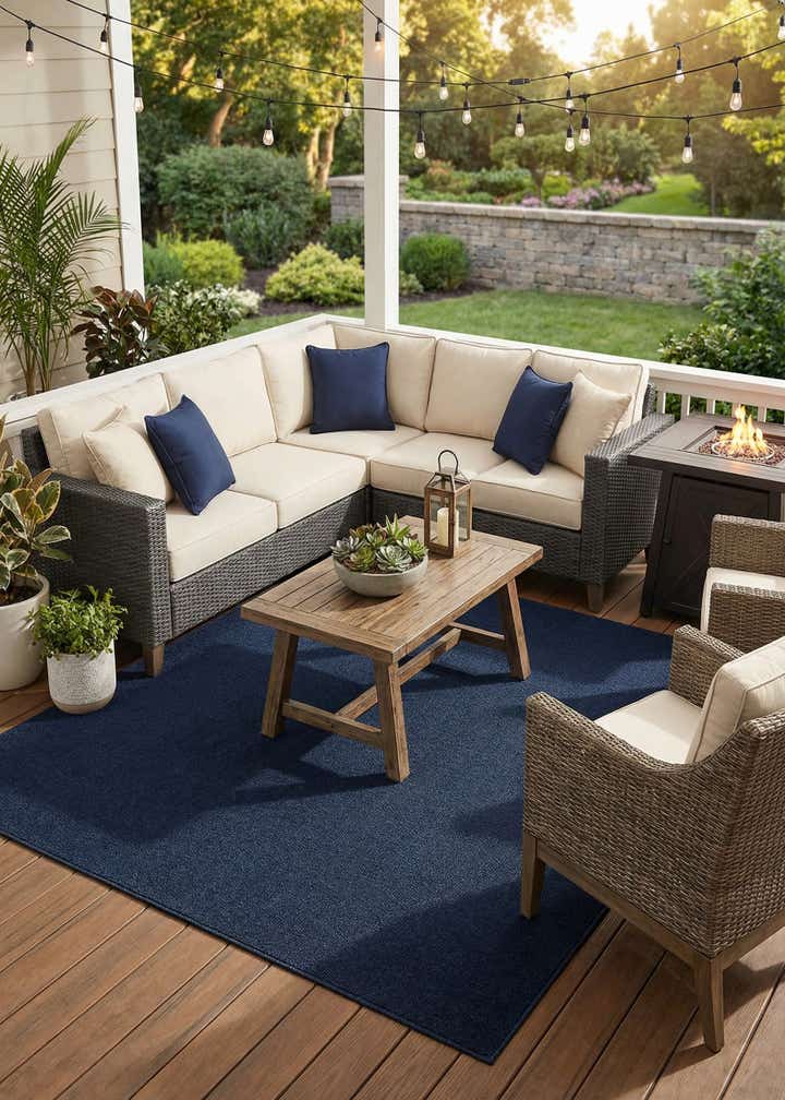 7' 10 x 7' 10 Easy-Clean Solid Indoor / Outdoor Square Rug