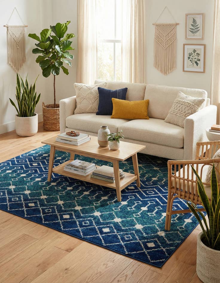 Detail image of  6' x 6' Moroccan Trellis Square Rug