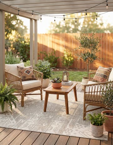 7' x 7' Easy-Clean Bohemian Indoor / Outdoor Square Rug