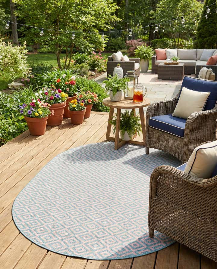 5' 3 x 8' Easy-Clean Jill Zarin Costa Rica Indoor / Outdoor Oval Rug