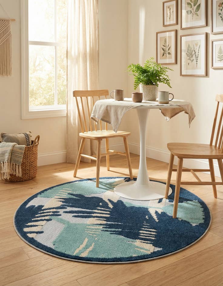 Detail image of 3' 3 x 3' 3  Washable Aruba Indoor / Outdoor Round Rug
