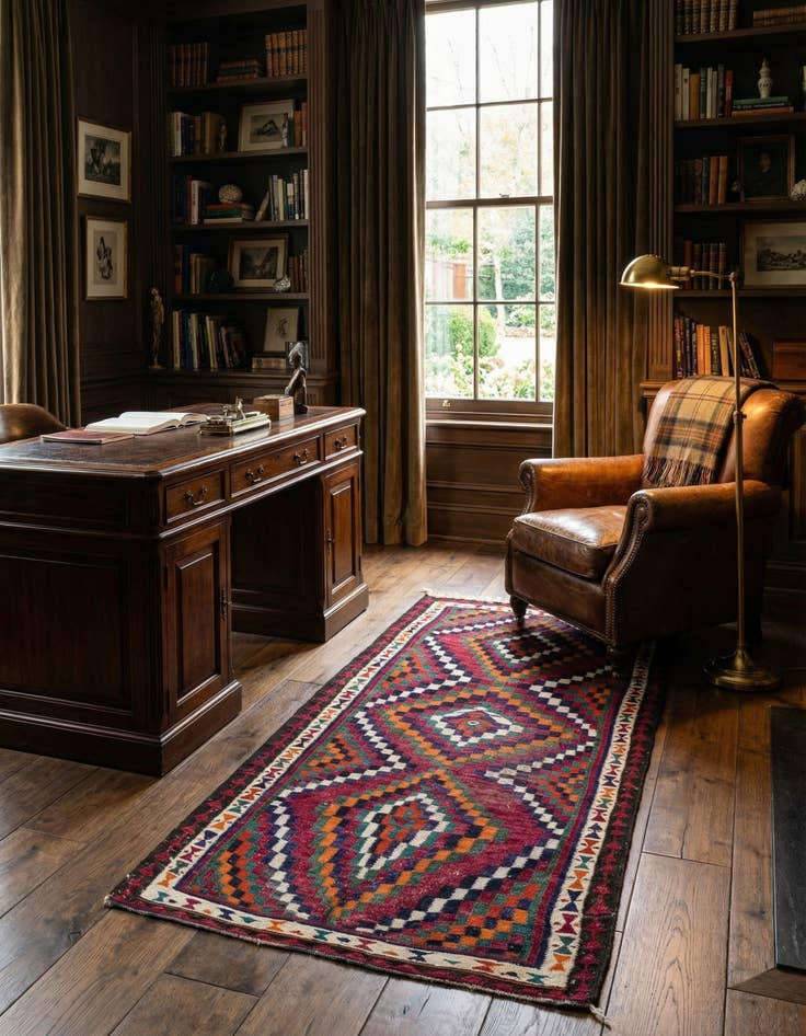 Detail image of  4' 4 x 8' 3  Hand Woven Kilim Fars Wool Rug