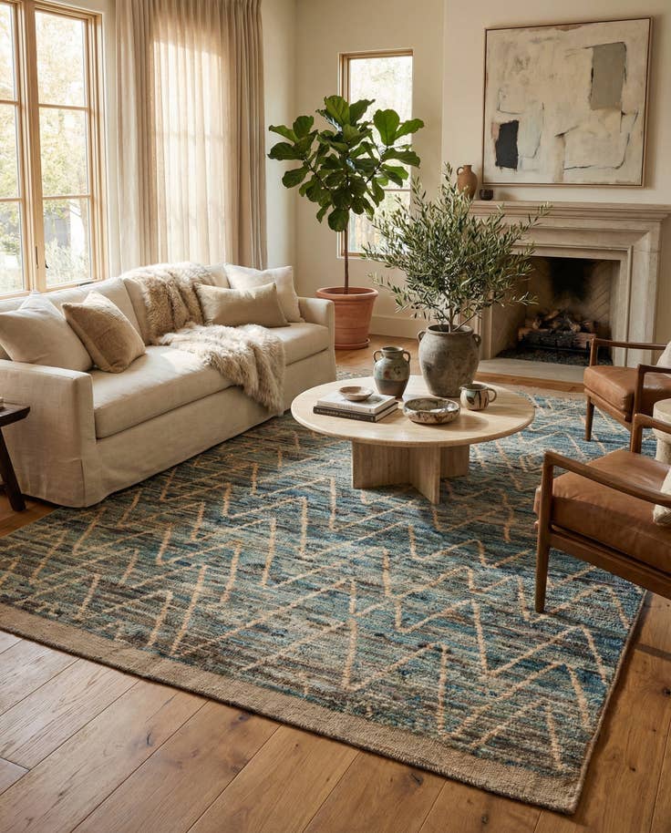 Detail image of 5' 11 x 8' 8 Hand Knotted Moroccan Wool Rug