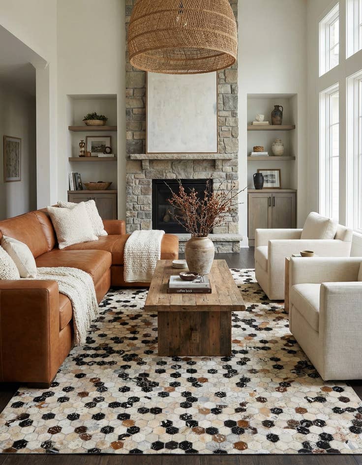 Detail image of  4' 11 x 7' 10 Cowhide - Patchwork Rug