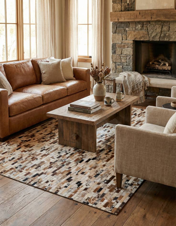 Detail image of 5' 1 x 7' 9 Cowhide Leather Rug