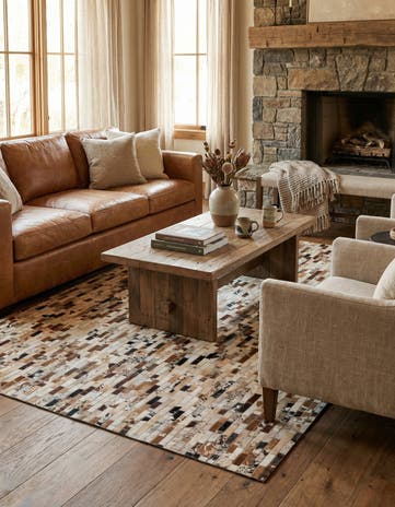 5' 1 x 7' 9 Cowhide Leather Rug