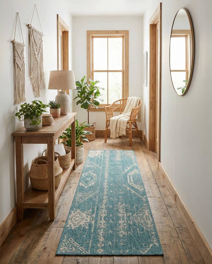 Detail image of 2' x 6' Easy-Clean Bohemian Indoor / Outdoor Runner Rug