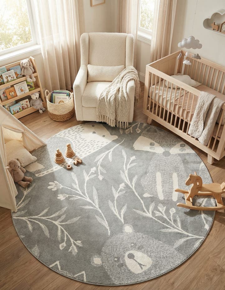7' 10 x 7' 10 Animals Whimsy Kids Rou...