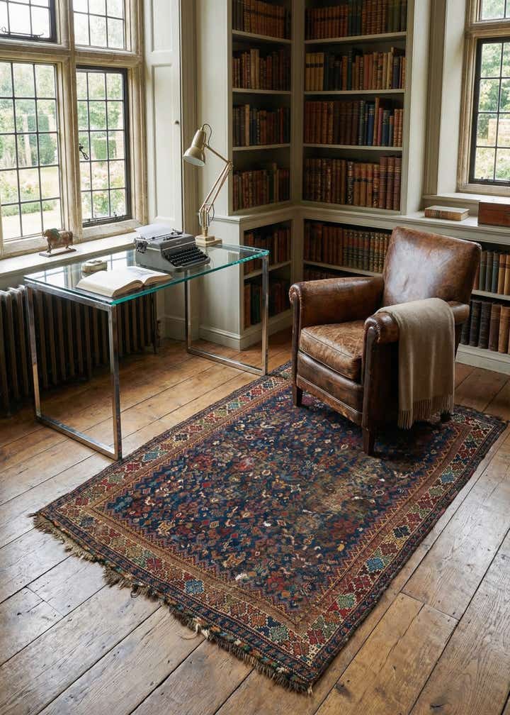 4' 1 x 5' 10 Hand Knotted Shirvan Persian Wool Rug