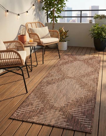 Brown Easy-Clean Modern Indoor / Outdoor Runner Rug