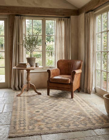 3' 3 x 4' 9 Hand Woven Kilim Maymana Wool Rug