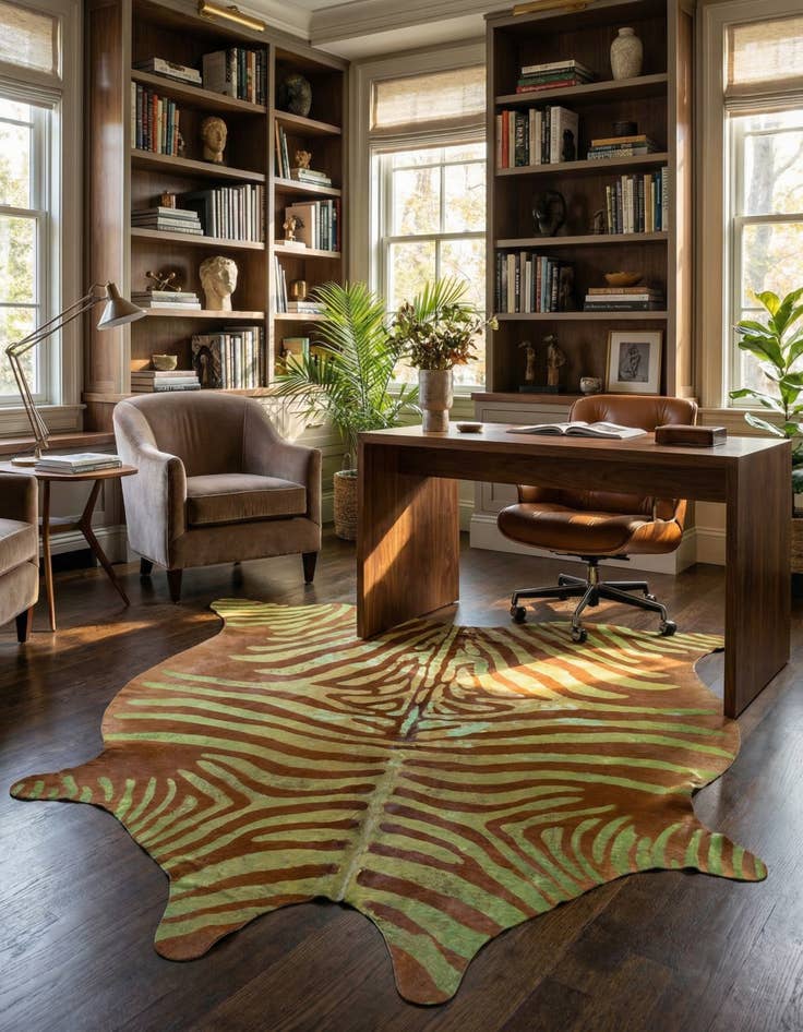 Detail image of 6' 6 x 6' 10 Cowhide Leather Freeform Rug