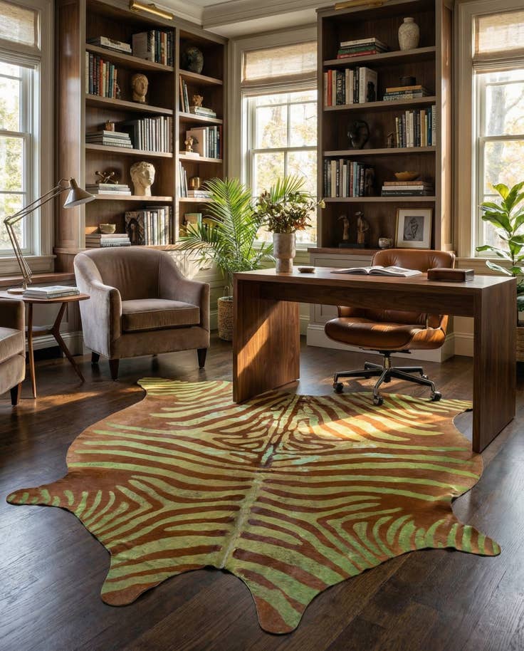 Detail image of 6' 6 x 6' 10 Cowhide Leather Freeform Rug