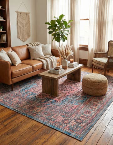 Blue Washable Maahru Square Rug