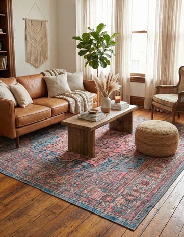 Blue Washable Maahru Square Rug