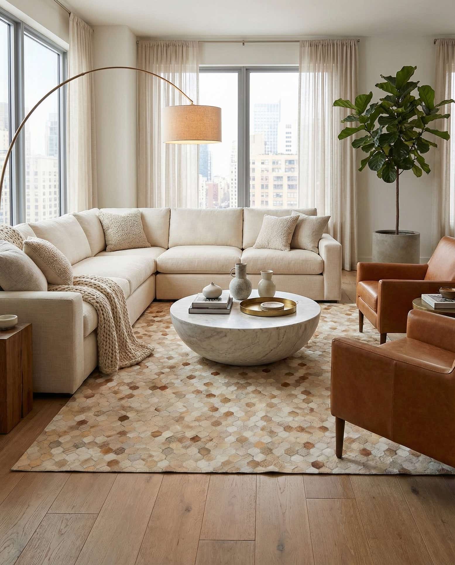 5' 7 x 7' 11 Cowhide Stocks Rug