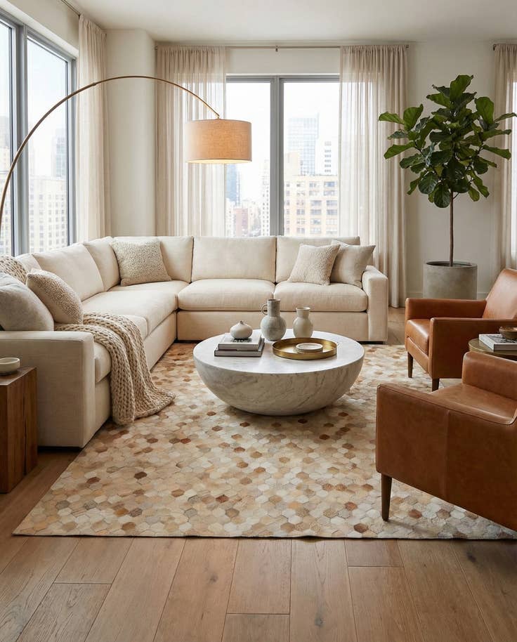 Detail image of 5' 7 x 7' 11 Cowhide Stocks Rug