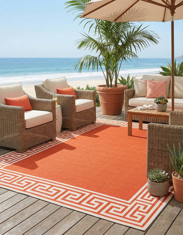 Detail image of 7' 10 x 10'  Washable Coastal Indoor / Outdoor Rug