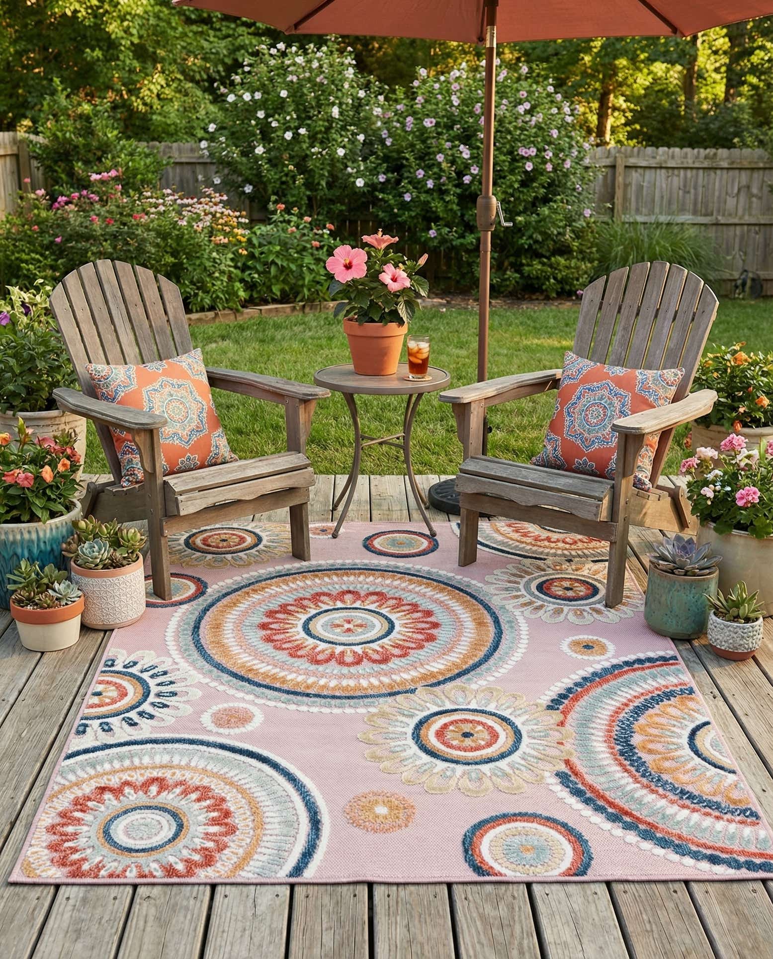 4' 5 x 6' Easy-Clean Botanical Indoor / Outdoor Rug