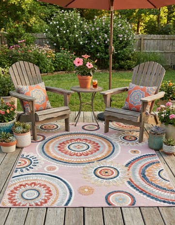 4' 5 x 6' Easy-Clean Botanical Indoor / Outdoor Rug