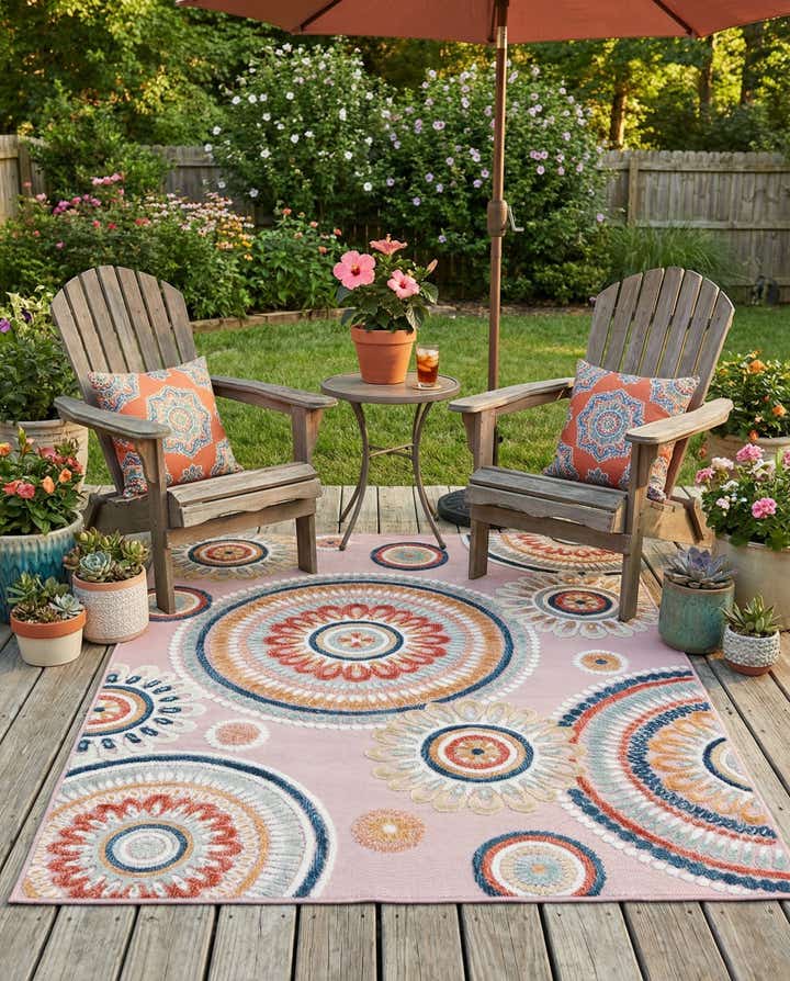 4' 5 x 6' Easy-Clean Botanical Indoor / Outdoor Rug