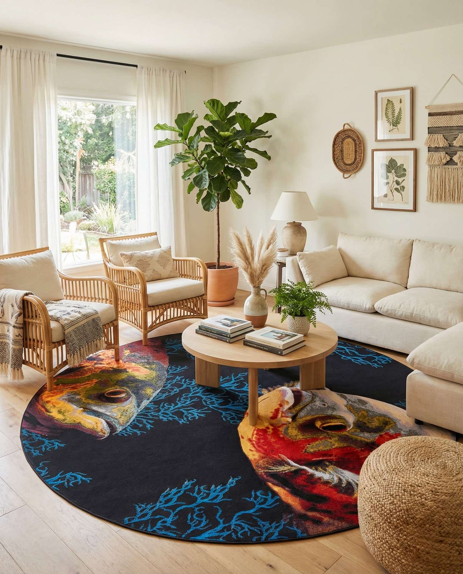 10' x 10' Easy-Clean Coastal Indoor / Outdoor Round Rug