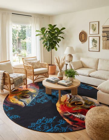 10' x 10' Easy-Clean Coastal Indoor / Outdoor Round Rug