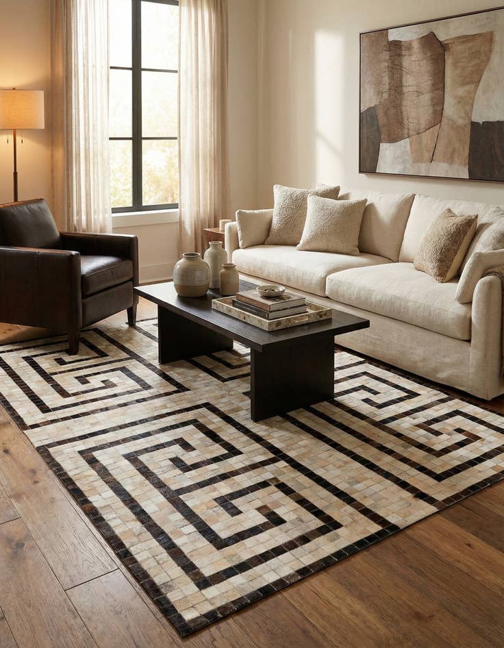 Detail image of 5' 1 x 8' Cowhide Stocks Rug