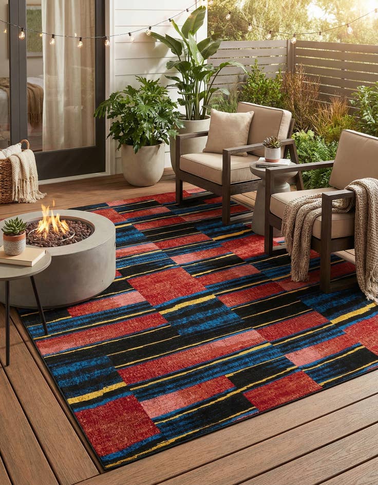 Detail image of 7' 10 x 10'  Washable Modern Indoor / Outdoor Rug