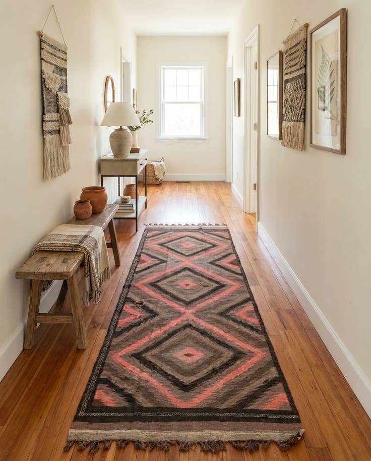 Detail image of 4' 2 x 11' 8 Hand Woven Kilim Fars Wool Runner Rug