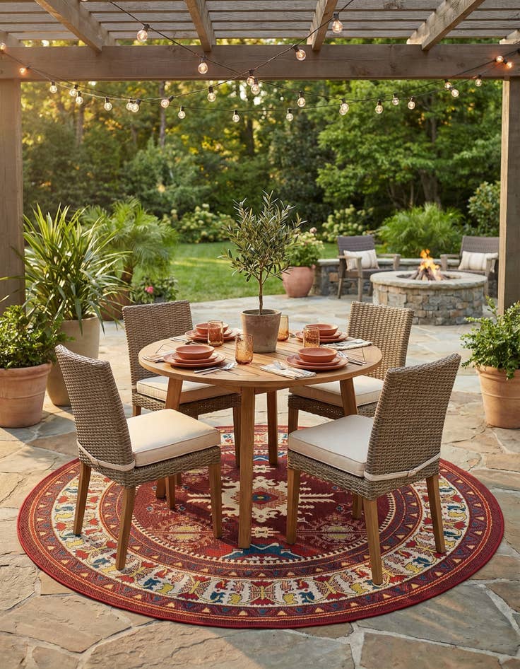 Detail image of 7' 10 x 7' 10  Washable Baja Indoor / Outdoor Round Rug