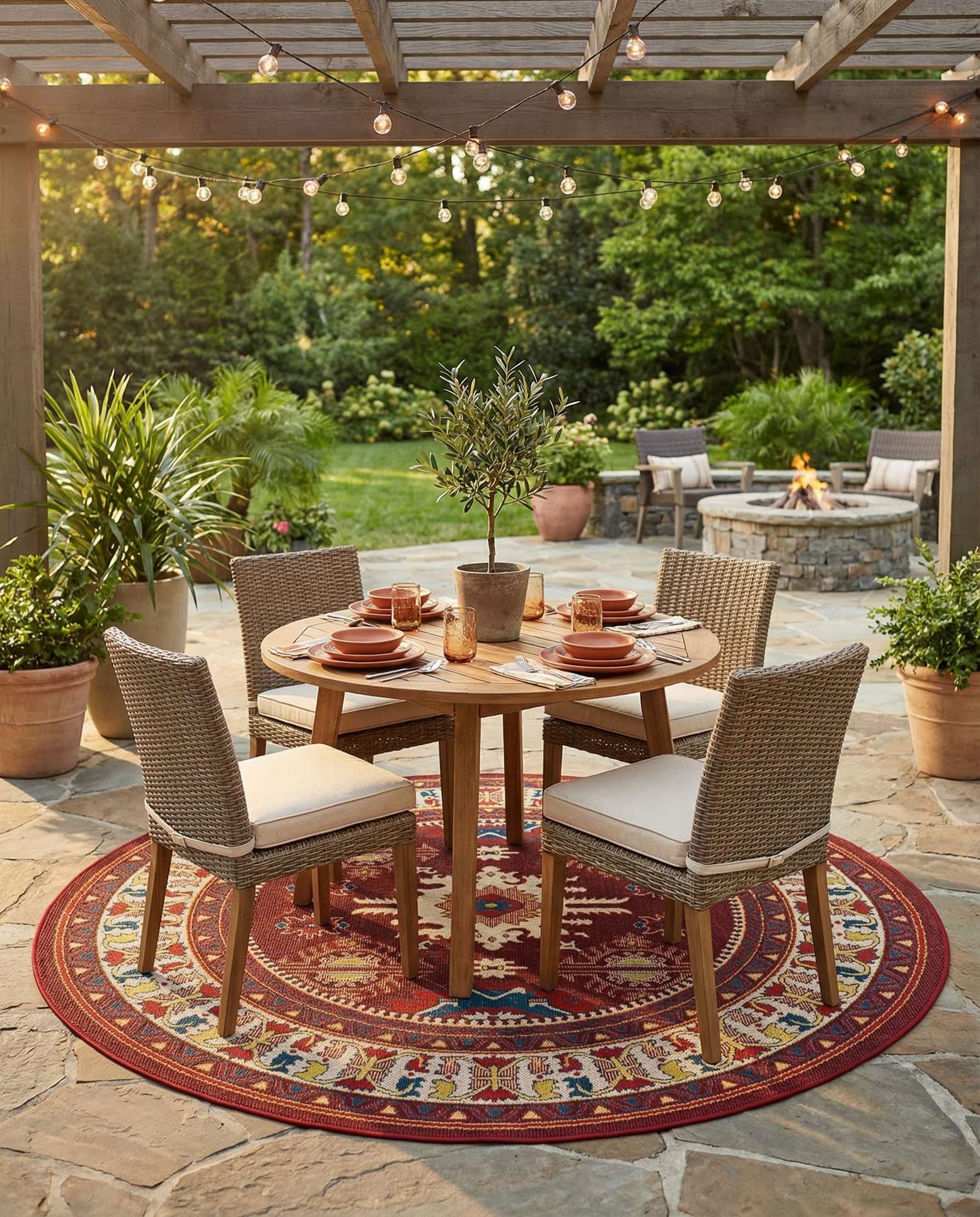 7' 10 x 7' 10 Easy-Clean Baja Indoor / Outdoor Round Rug