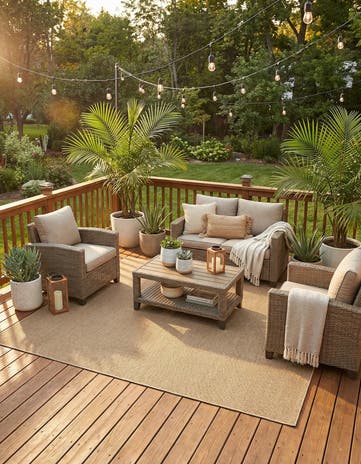 9' x 12' Easy-Clean Solid Indoor / Outdoor Rug