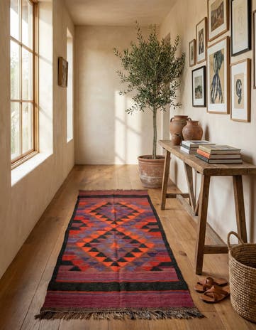 3' 7 x 10' 4 Hand Woven Kilim Fars Wool Runner Rug